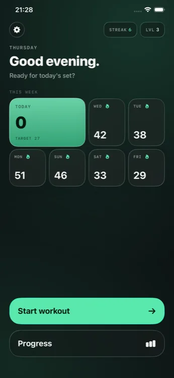 MaxPush home screen in dark mode